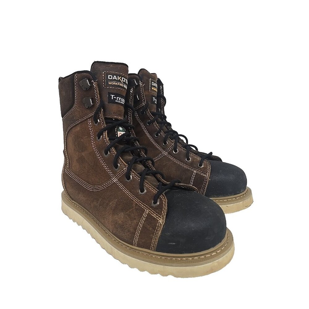 DAKOTA Men's 8'' 523 Steel Toe Steel Plate Ironworker Work Boots Brown Size 9.5M